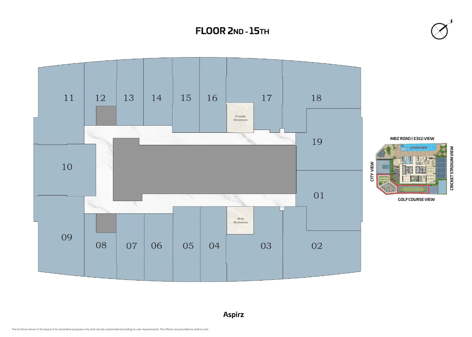 ASPIRZ office floor plate floors 2–15
